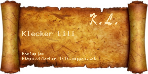 Klecker Lili névjegykártya